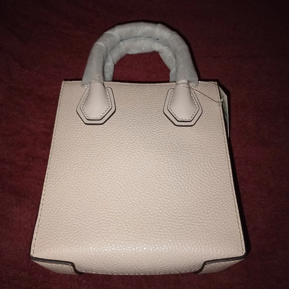 NWT Michael kors Mercer Extra-Small Pebbled Leather Crossbody Bag Powder Blush - Picture 7 of 14